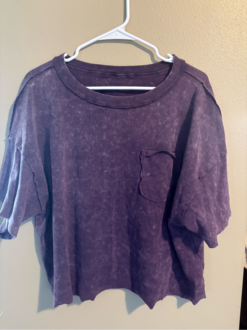 SHEIN Washed Purple Short Sleeve Pocket Tee